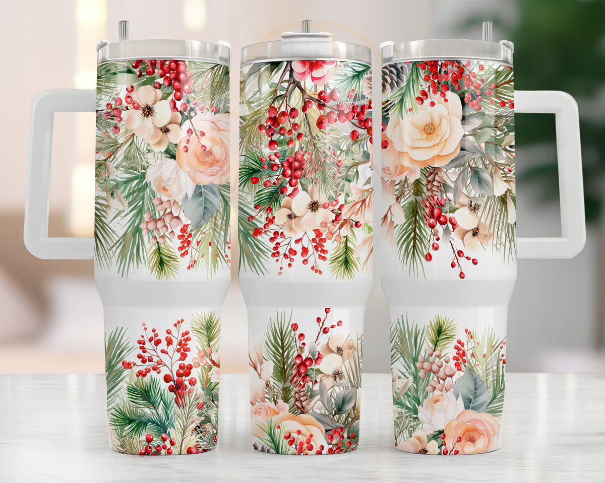 40oz Christmas Floral – Umenzi Designs