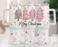 40oz Pink Trees Merry Christmas