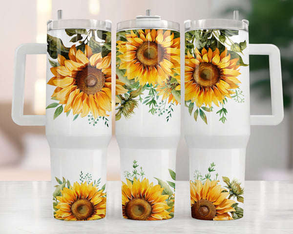 40oz Watercolor Sunflower