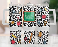 40oz Chalkboard Leopard Teacher Custom Quote