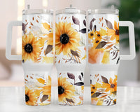 40oz Watercolor Sunflower