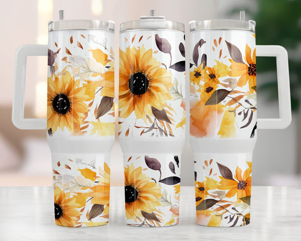 40oz Watercolor Sunflower
