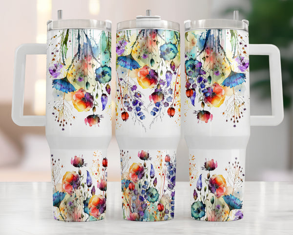 40oz Watercolor Wildflowers