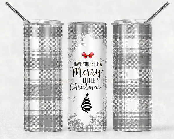 Silver Plaid Merry Christmas