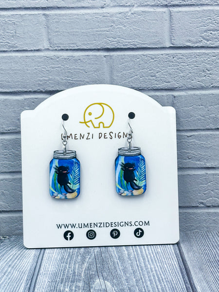 Axolotl Mason Jar Earrings