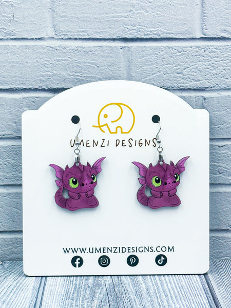 Purple Dragon Earrings