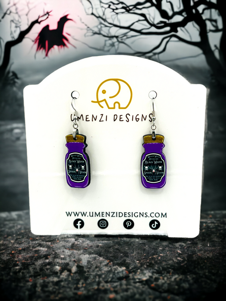 Black Widow Potion Bottle Earrings