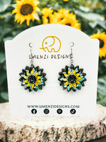 Mint and Yellow Sunflower Earrings
