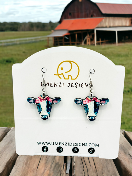 Dairy Cow With Bandana Earrings