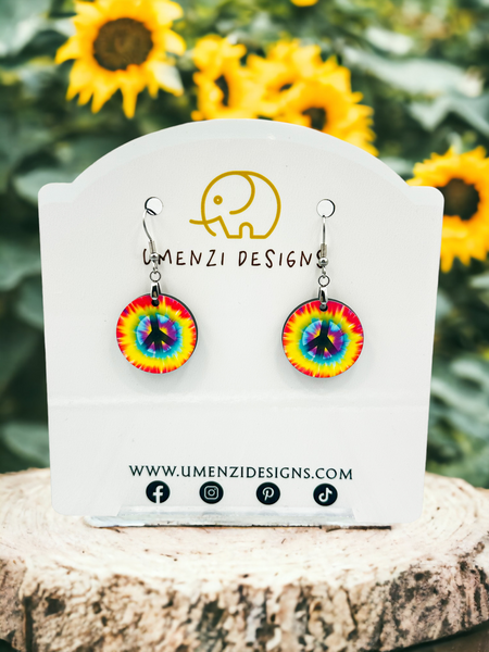 Tye Dye Peace 1" Round Earrings