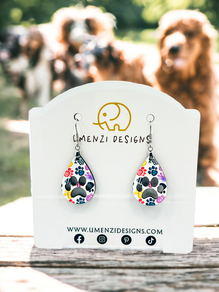 Watercolor Paws Pawprint Earrings