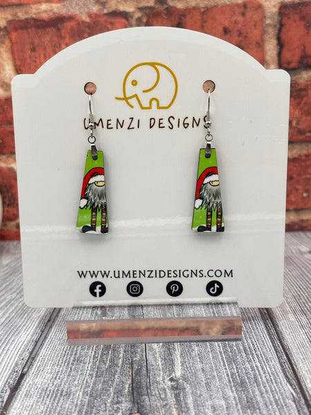 Green Gnome Bar Earrings