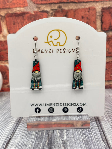 Red Gnome Bar Earrings