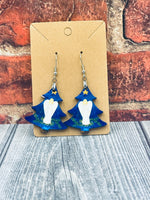 Blue Angel Tree Teardrop Earrings