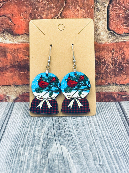 Cardinal Snowglobe Earrings
