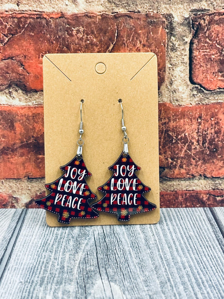 Joy Love Peace Tree Earrings