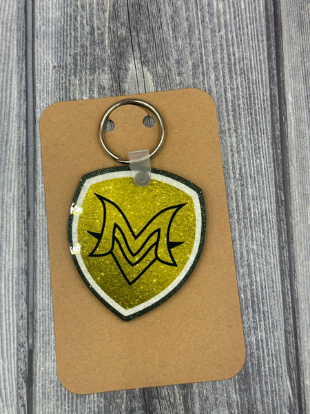 MV Gold Glitter Shield Keychain