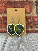 Black and White Glitter MV Shield Earrings