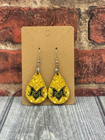 Gold Glitter MV Teardrop Earrings