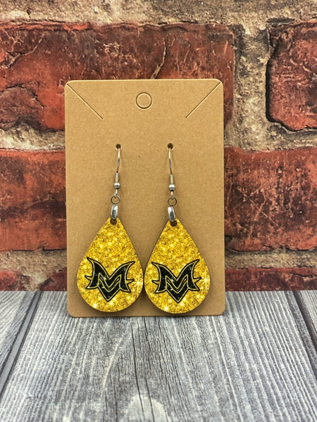 Gold Glitter MV Teardrop Earrings