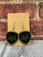 Black Glitter MV Shield Earrings