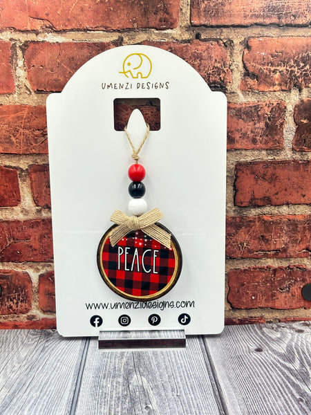 Buffalo Check Peace Round Ornament