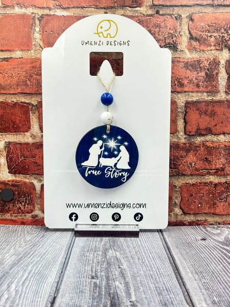 True Story Nativity Round Ornament