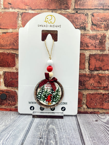 Happy Holidays Gnome Round Ornament