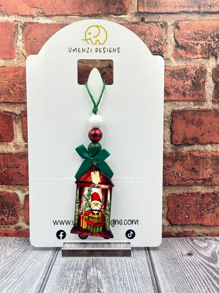 Santa Gnome Lantern Ornament