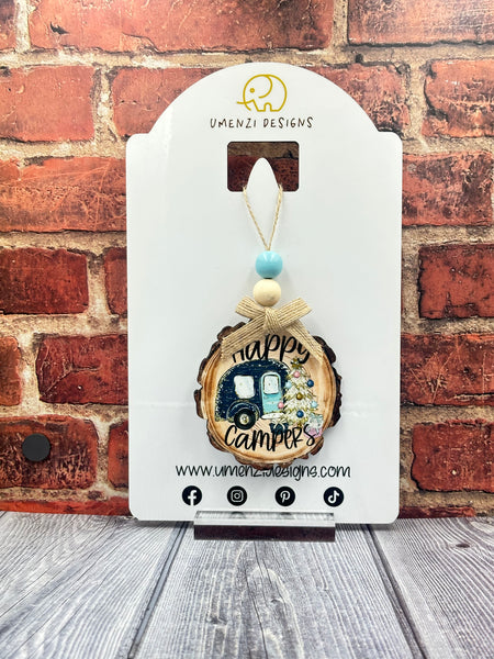 Happy Campers Woodslice Ornament
