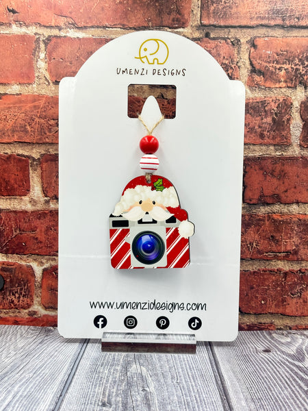 Red Candystripe Santa Cam Ornament