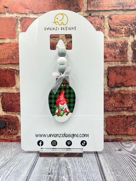 Green Plaid Gnome Bulb Ornament
