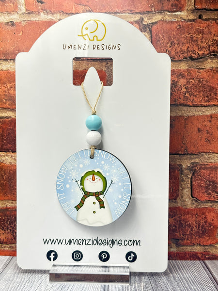 Let it Snow Snowman Round Ornament