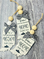 Custom Indiana Zip Code and City Ornament