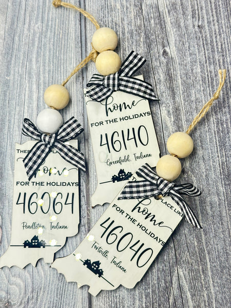 Custom Indiana Zip Code and City Ornament