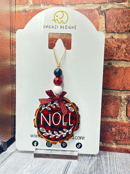 Buffalo Check Noel Woodslice Ornament