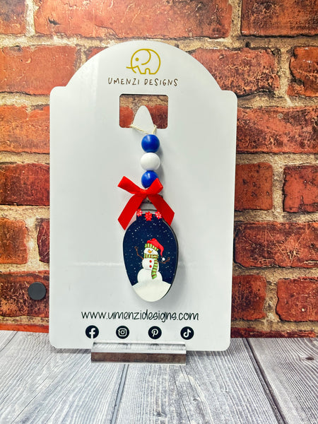 Dark Blue Snowman Bulb Ornament