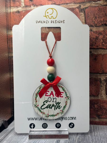 Rustic Peace On Earth Round Ornament