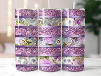 Purple Floral Striped Tumbler