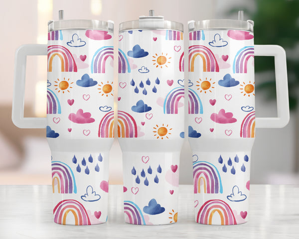 40oz Watercolor Rainbow