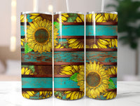 Turquoise Sunflower Striped