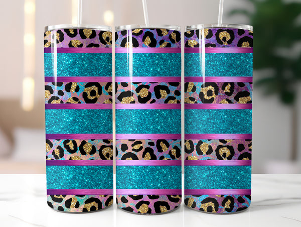 Purple Leopard Striped Tumbler