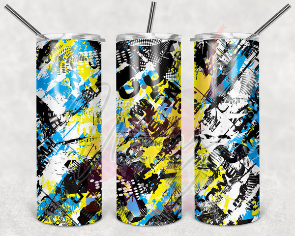 Blue & Yellow Abstract Tumbler