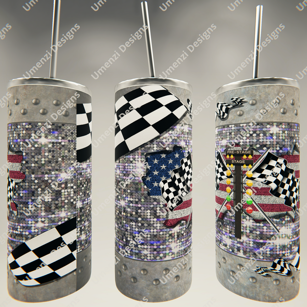 Glitter Checkered Flag Racing