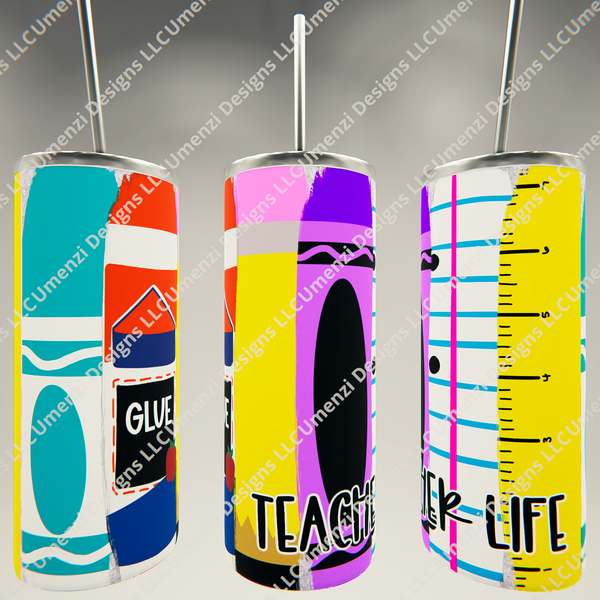 School Items Brushstroke Tumbler