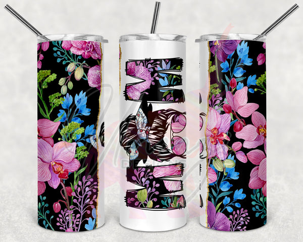 Orchid Split Messy Bun Mom Tumbler