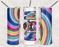 Color Swirl Split Messy Bun Mom Tumbler