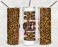 Cheetah Split Messy Bun Mom Tumbler