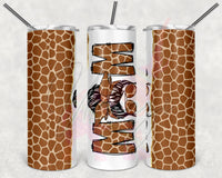 Giraffe Split Messy Bun Mom Tumbler