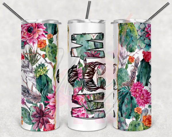 Cactus Split Messy Bun Mom Tumbler